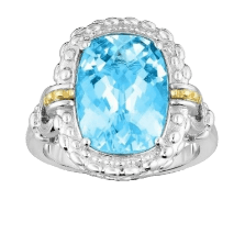 Phillip Gavriel Sterling Silver & 18K Gold Sky Blue Topaz Gemstone Cocktail Ring