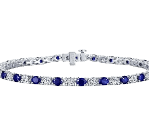 Sapphire & Simulated Diamonds Tennis Bracelet