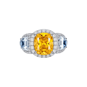 Canary Simulated Diamond Halo Ring
