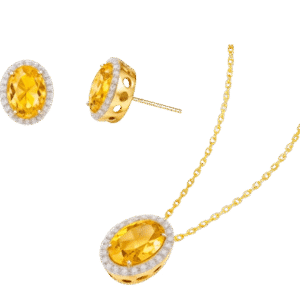 Citrine Earring and Necklace Set
