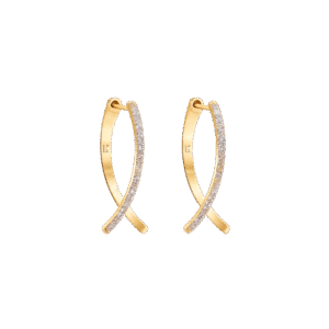 Gold Fish Crossover Earrings