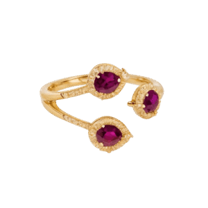Ruby and Diamond Trio Pear Ring