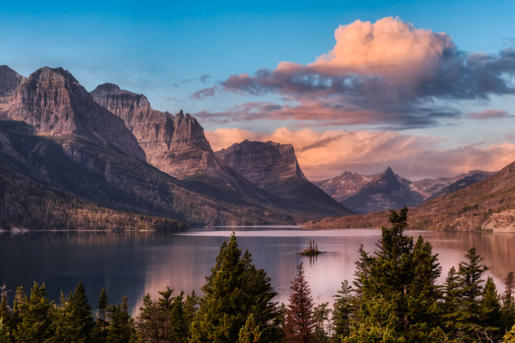 lake and mountains