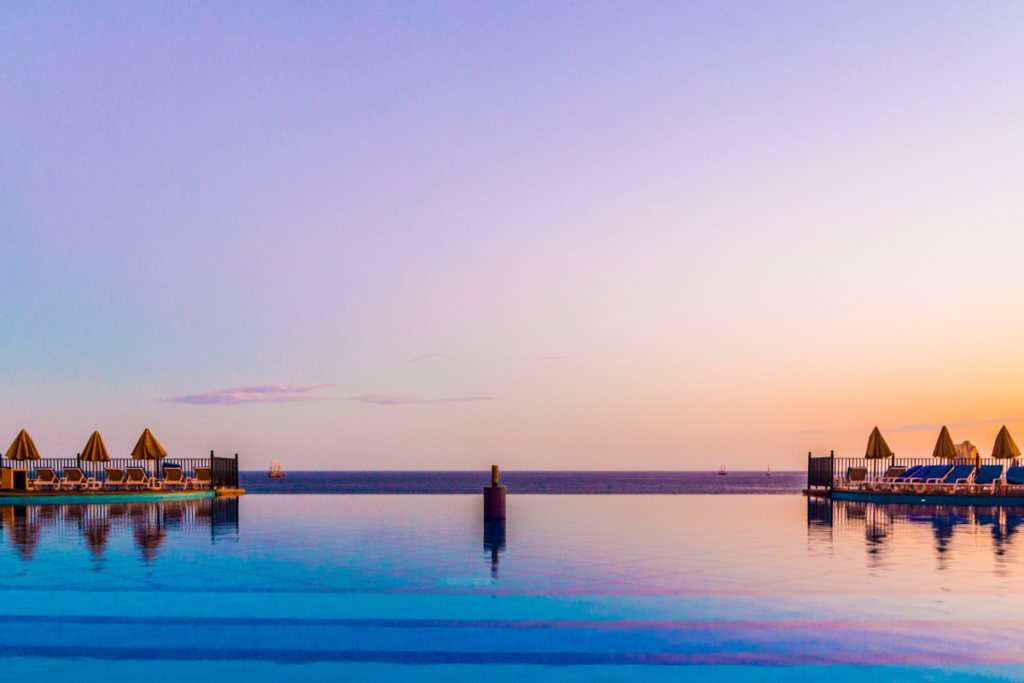 sunset pool ocean