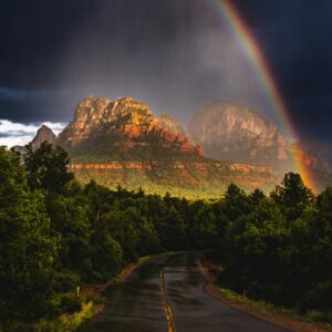 rainbow forest thunderstorm