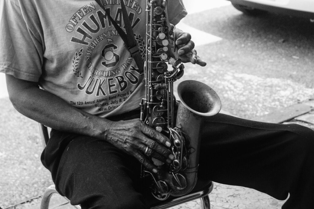 man playing saxophone