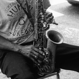 man playing saxophone