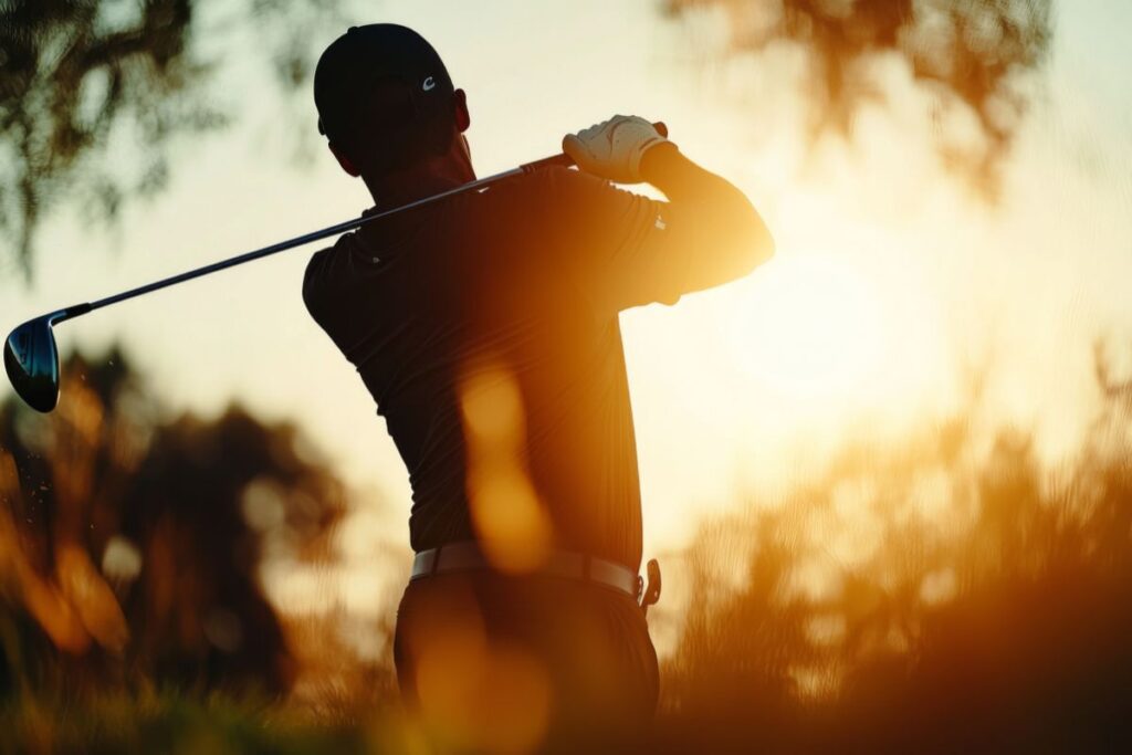 golfer swinging club