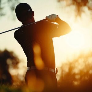 golfer swinging club